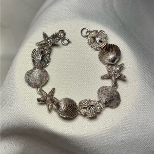 Sterling Silver Seashell and Starfish Bracelet